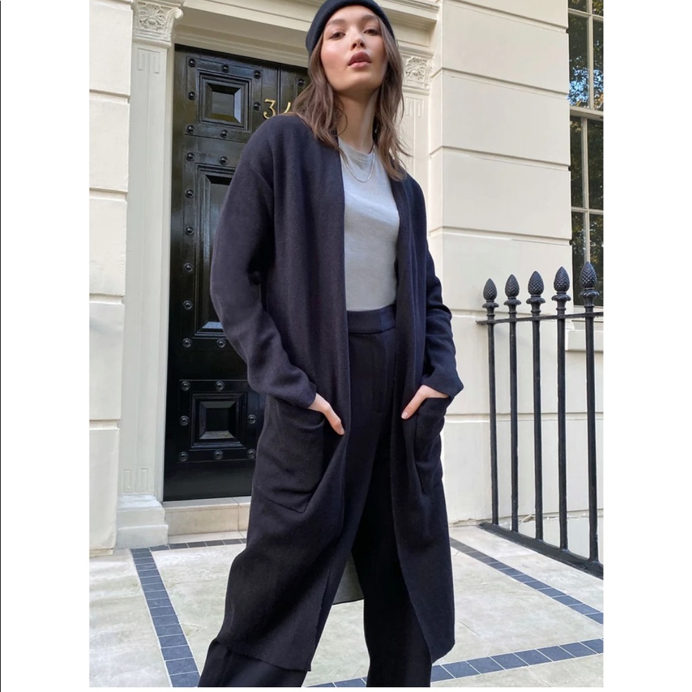 Babaton Lance Cardigan in navy and white lining